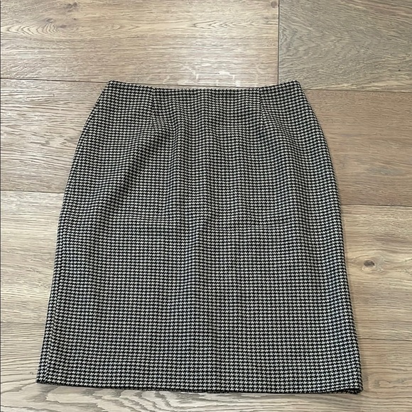 Ann Taylor Brown/Black Houndstooth Pattern Wool Blend Pencil Skirt Size 4 - Picture 1 of 9